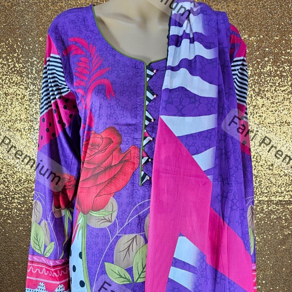 Asim Jofa 3PC Printed Premium Lawn Shalwar Kameez Suit Pakistani/Indian Large 43